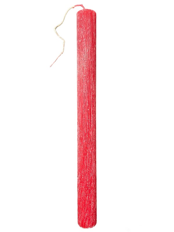 Πασχαλινή λαμπάδα στρογγυλή ξυστή κόκκινη